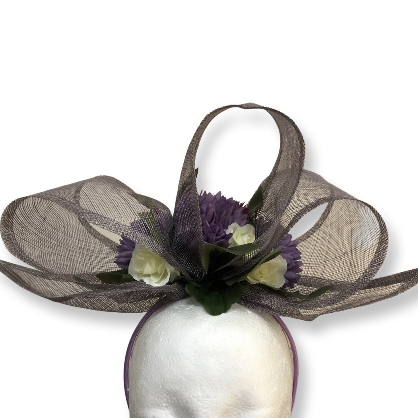 OPO Silver w/Purple Floral Fascinator