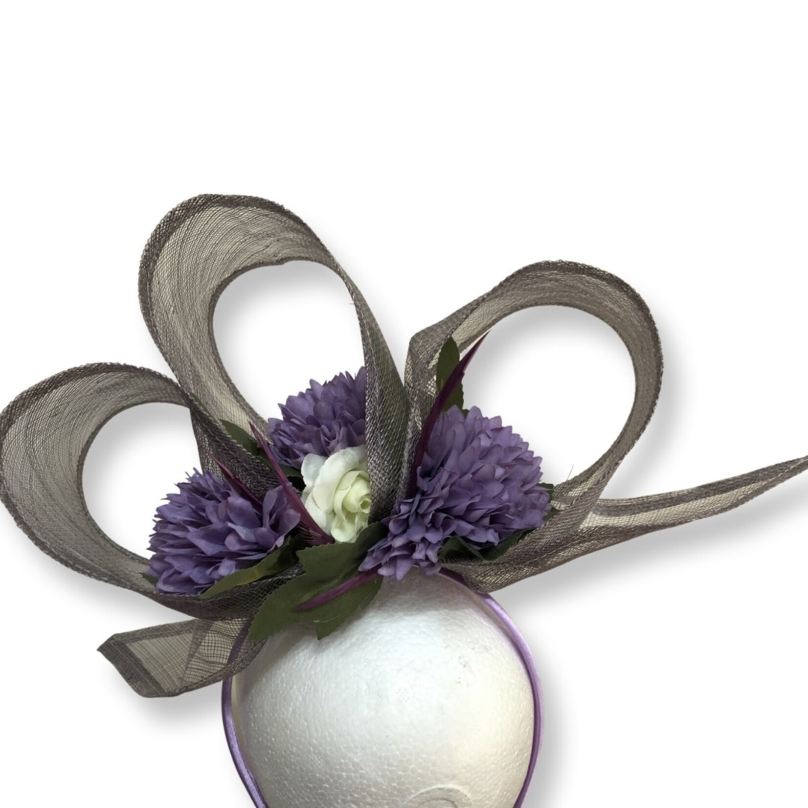 OPO Silver w/Purple Floral Fascinator