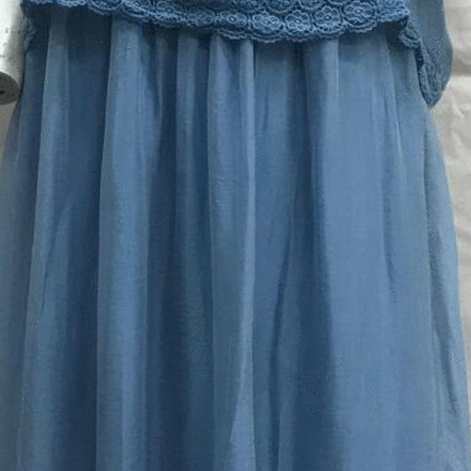 La Strada Blue Soft Silk/Lace Kaftan Style Bodice Dress