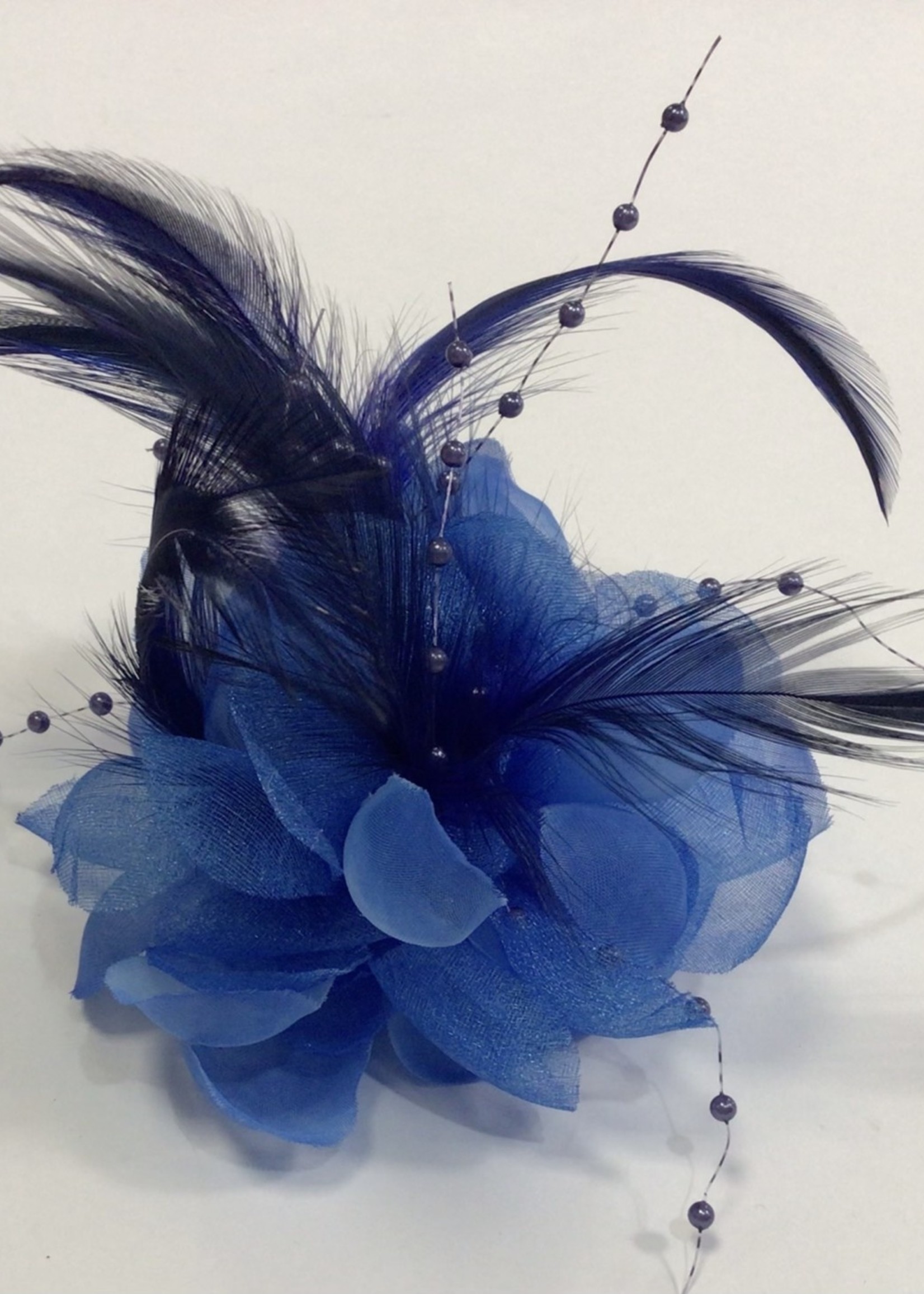 One Plus One Fashion Royal Flower & Navy Feather Hair Clip - One Plus One  Fashion