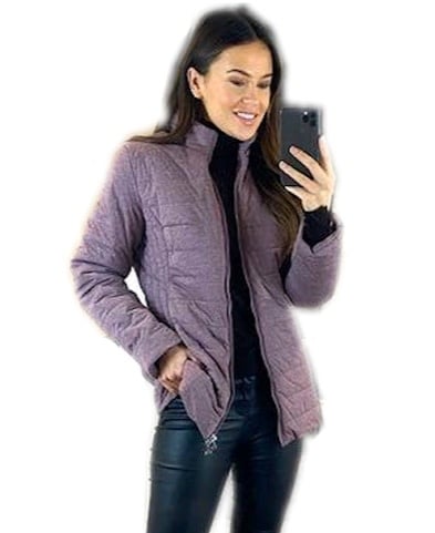 Lilac Sand Short Quilted Ruched Front Jacket - One Plus One Fashion