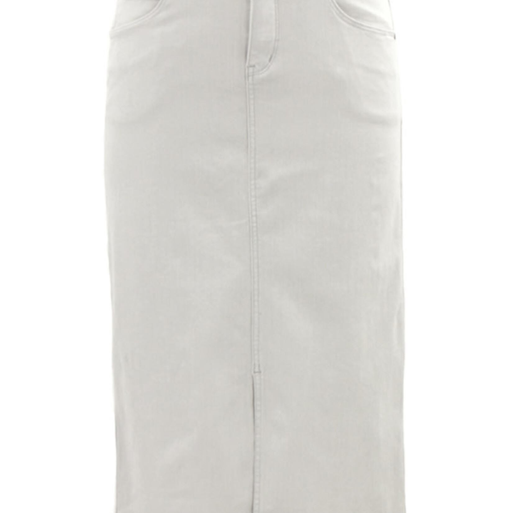 Cafe Latte Stone Mid Length Jean Skirt