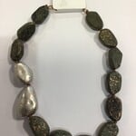 Just East Green Stone Flecked Short Necklace
