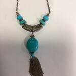 S.S Jewellery Turquoise Stone Pendant Antique Gold Necklace