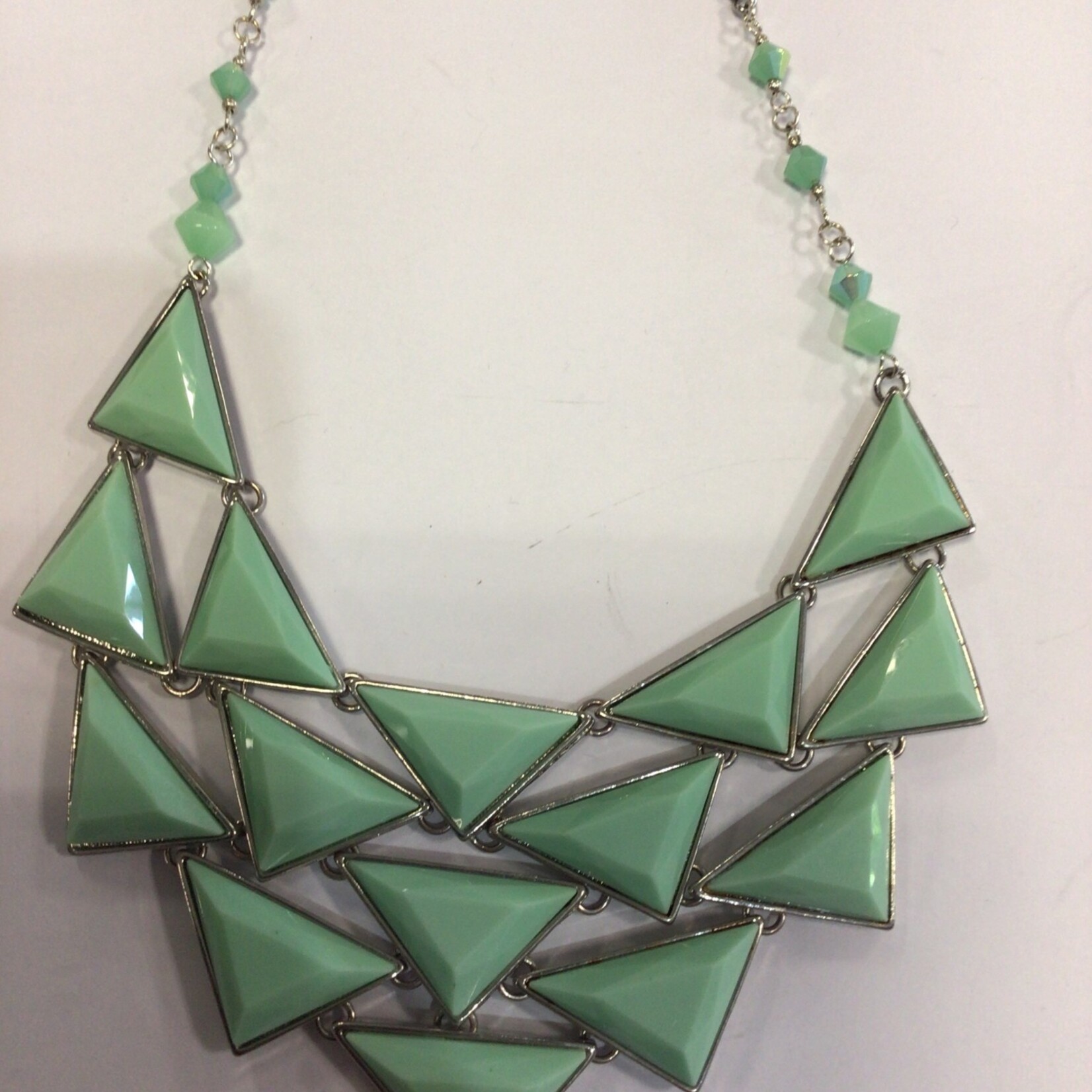 S.S Jewellery Mint Green Triangles Silver Necklace