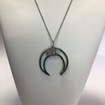 Trend Jewellery Silver & Green Moon Shape Long Necklace