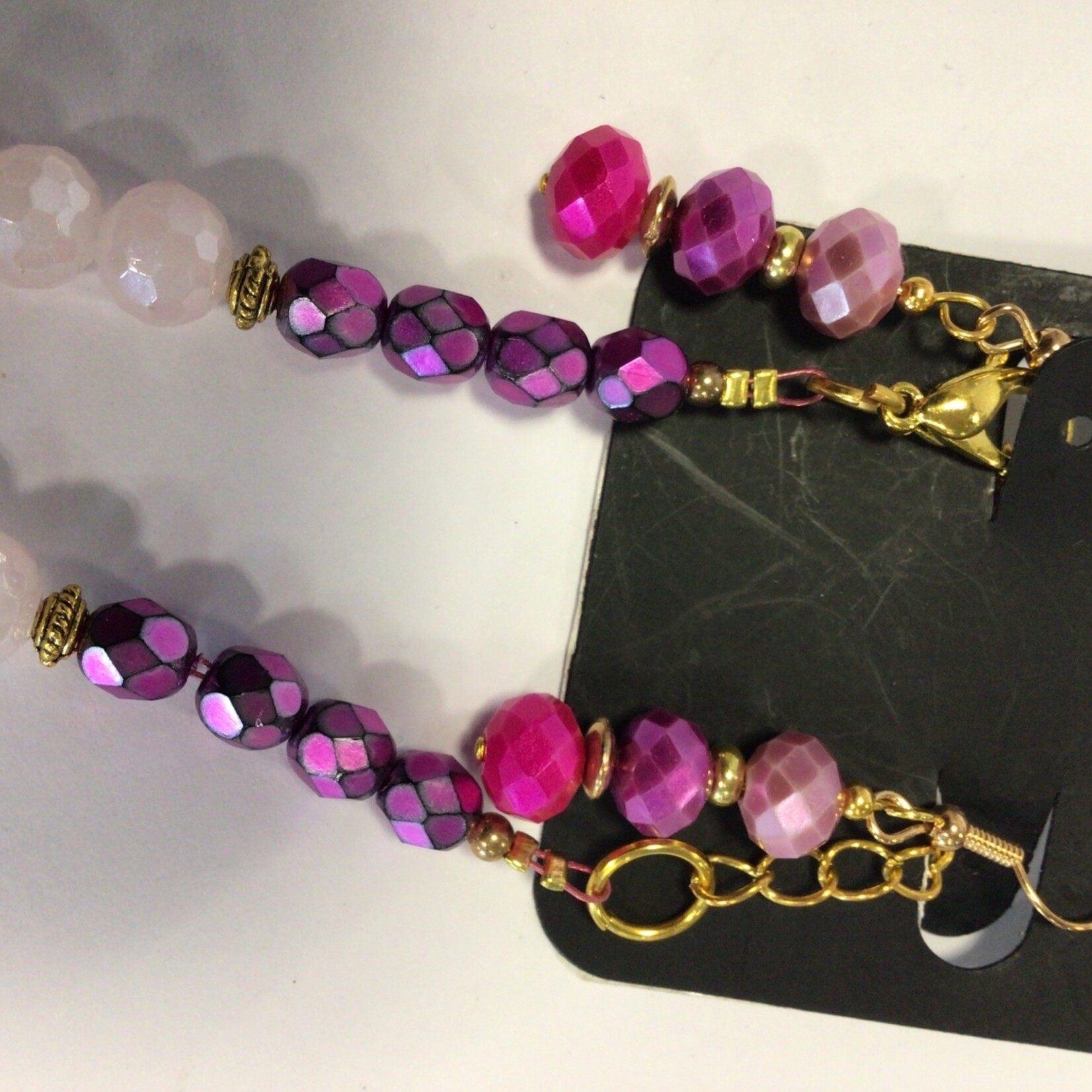 S.S Jewellery Pink Tones Crystal & Gold Necklace Set