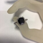 W & M Abdul Black Square Onyz & CZ Sterling Silver Ring