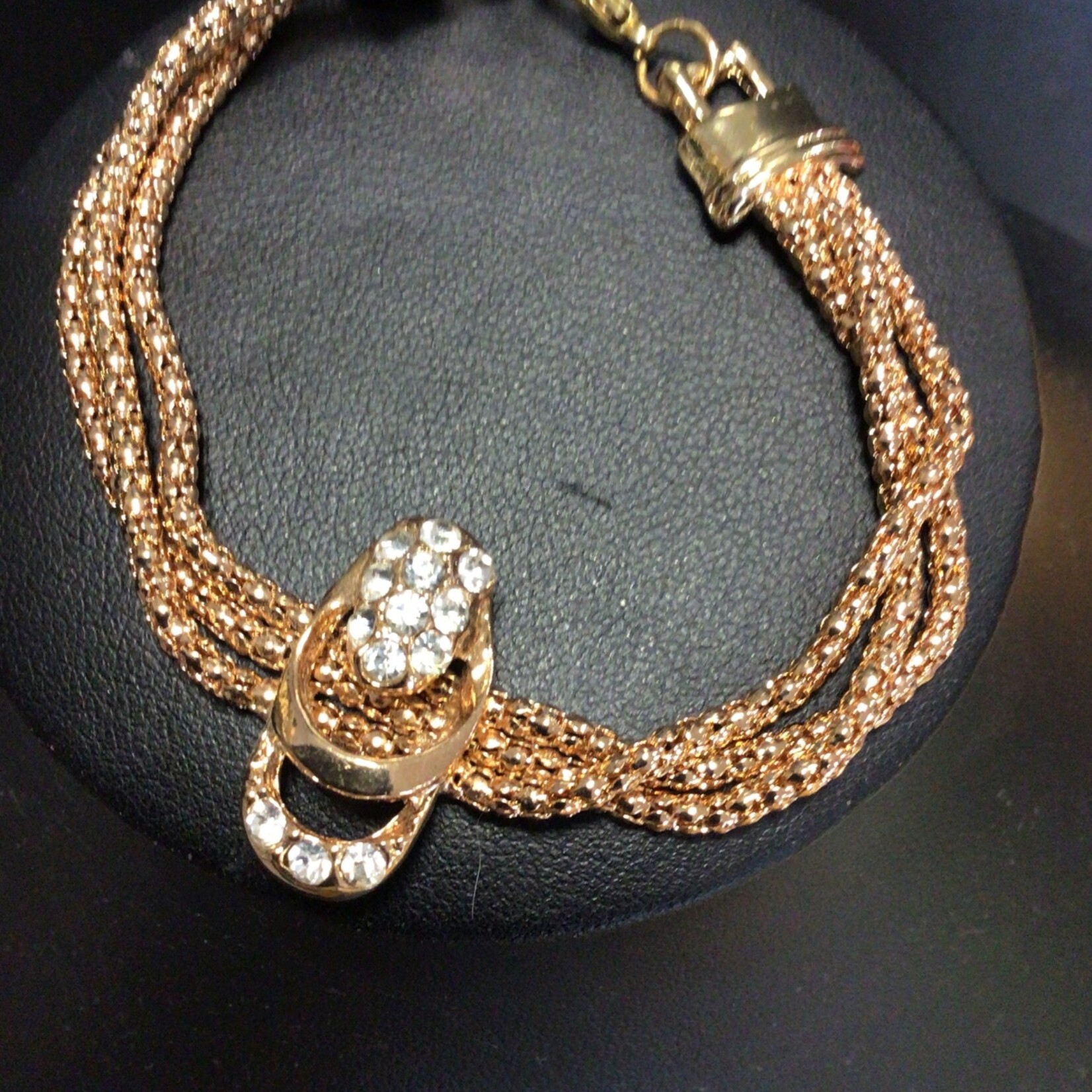 One Plus One Fashion Gold Rhinestone Oval 3 Chain Bracelet