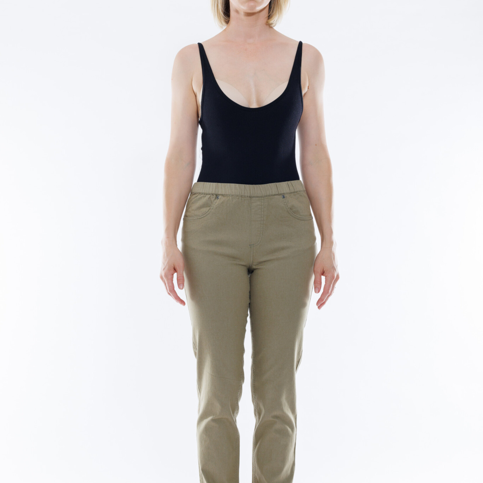 Cafe Latte Khaki Cotton Straight Leg Full Length Jean