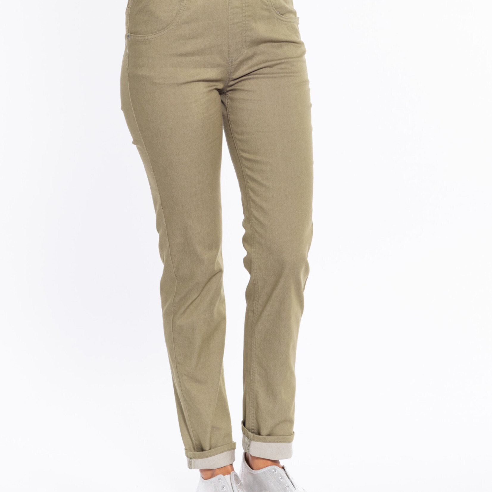 Cafe Latte Khaki Cotton Straight Leg Full Length Jean