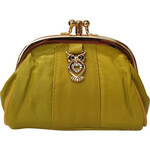 La Vida Lime Oblong Leather Owl Purse