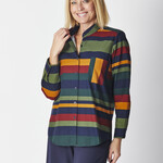 Cordelia Street Navy Multi Coloured Wide Stripe LS Shirt