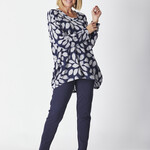 Cordelia Street Navy Grey Leaf Design Rosie LS Tunic