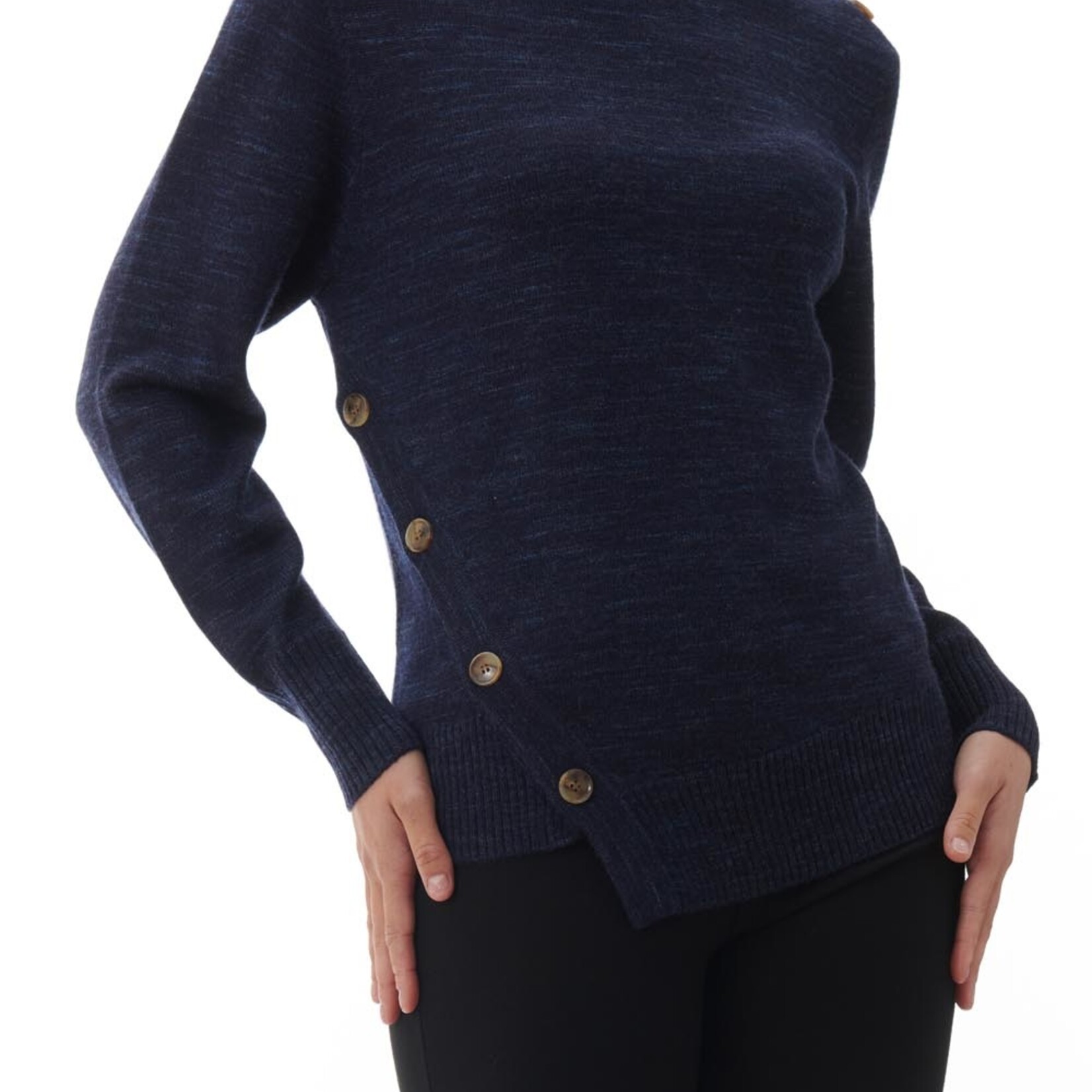 Slade Navy Marle Button Detail Wool Jumper