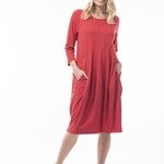 Orientique Crimson 3/4 Sleeve Bubble Dress