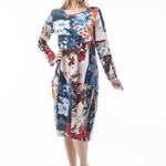 Orientique Chinesse Print 3/4 Sleeve Bubble Dress