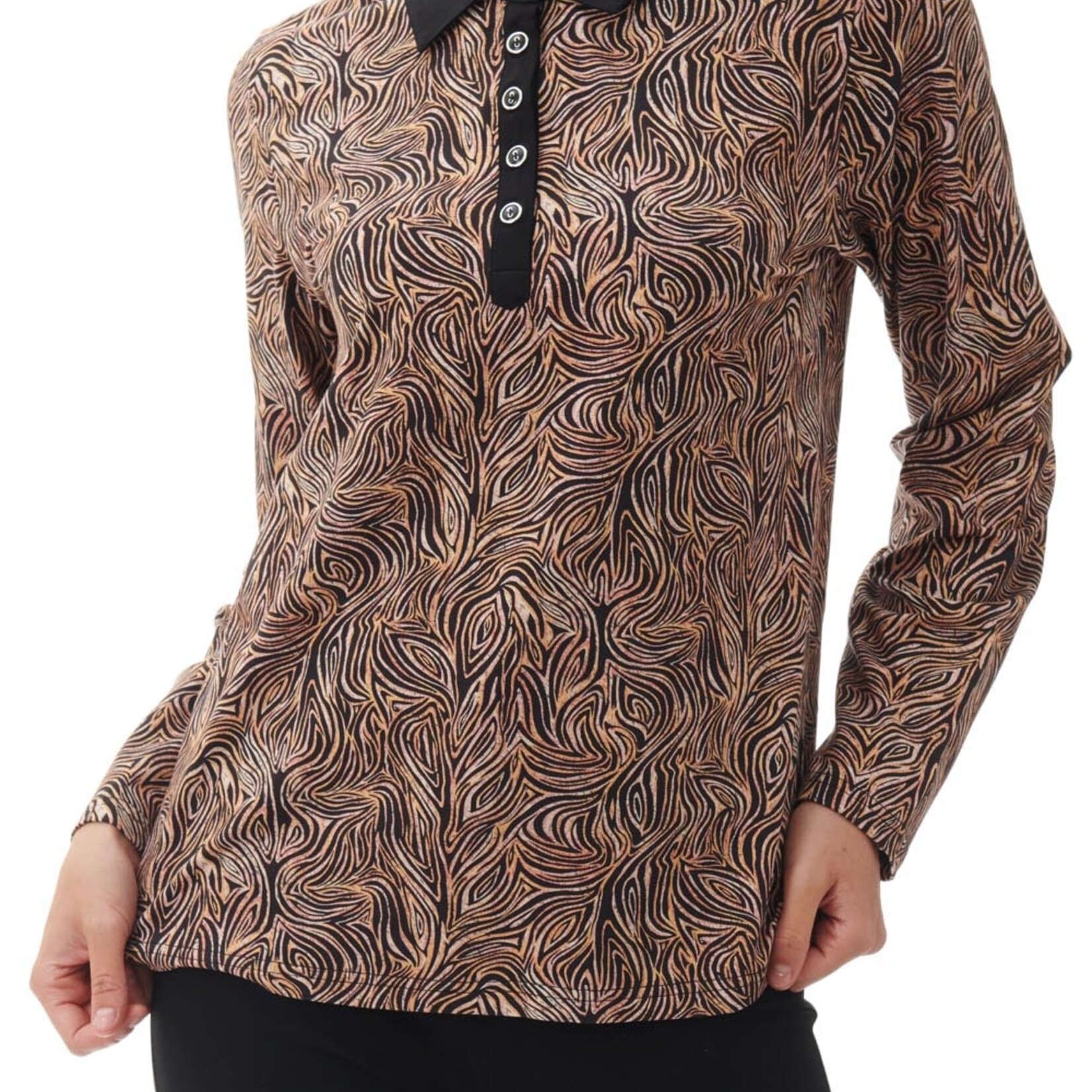 Givoni Black & Brown Abstract Eagle LS Top