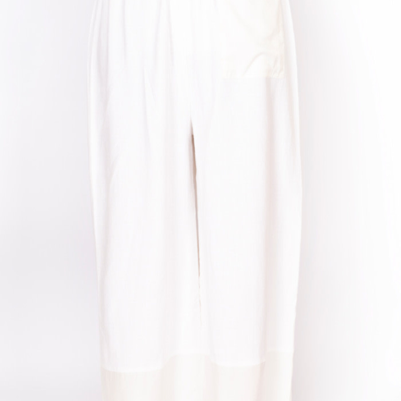 Sabena White Satin Hem Linen Long Pants