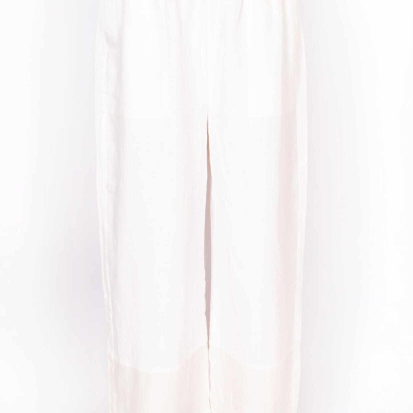 Sabena White Satin Hem Linen Long Pants