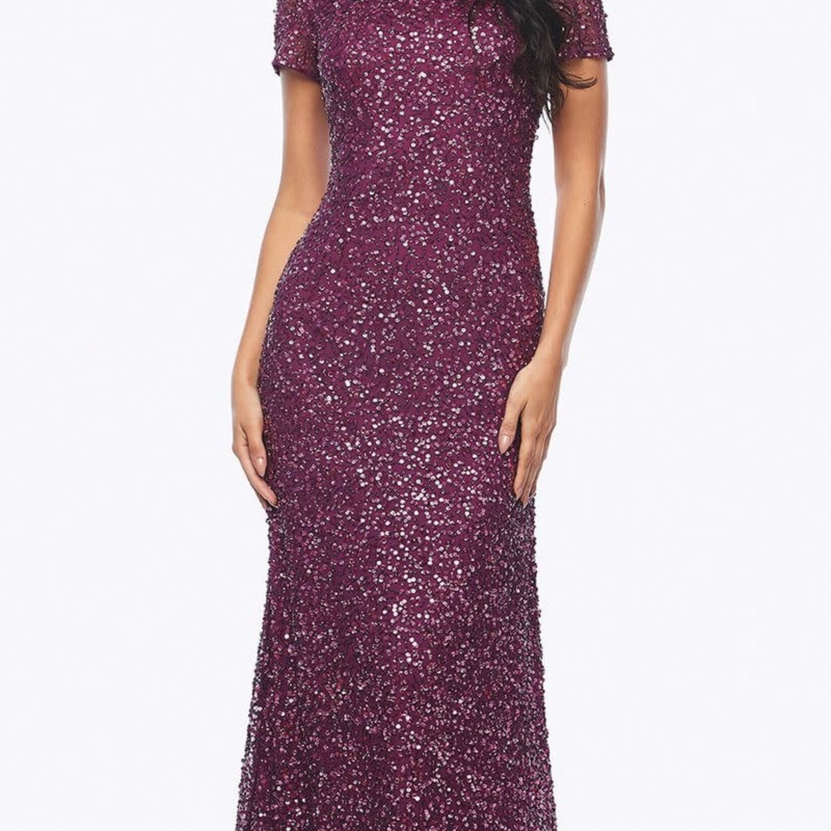 Zaliea Mulberry SS Stretch Sequin Long Dress