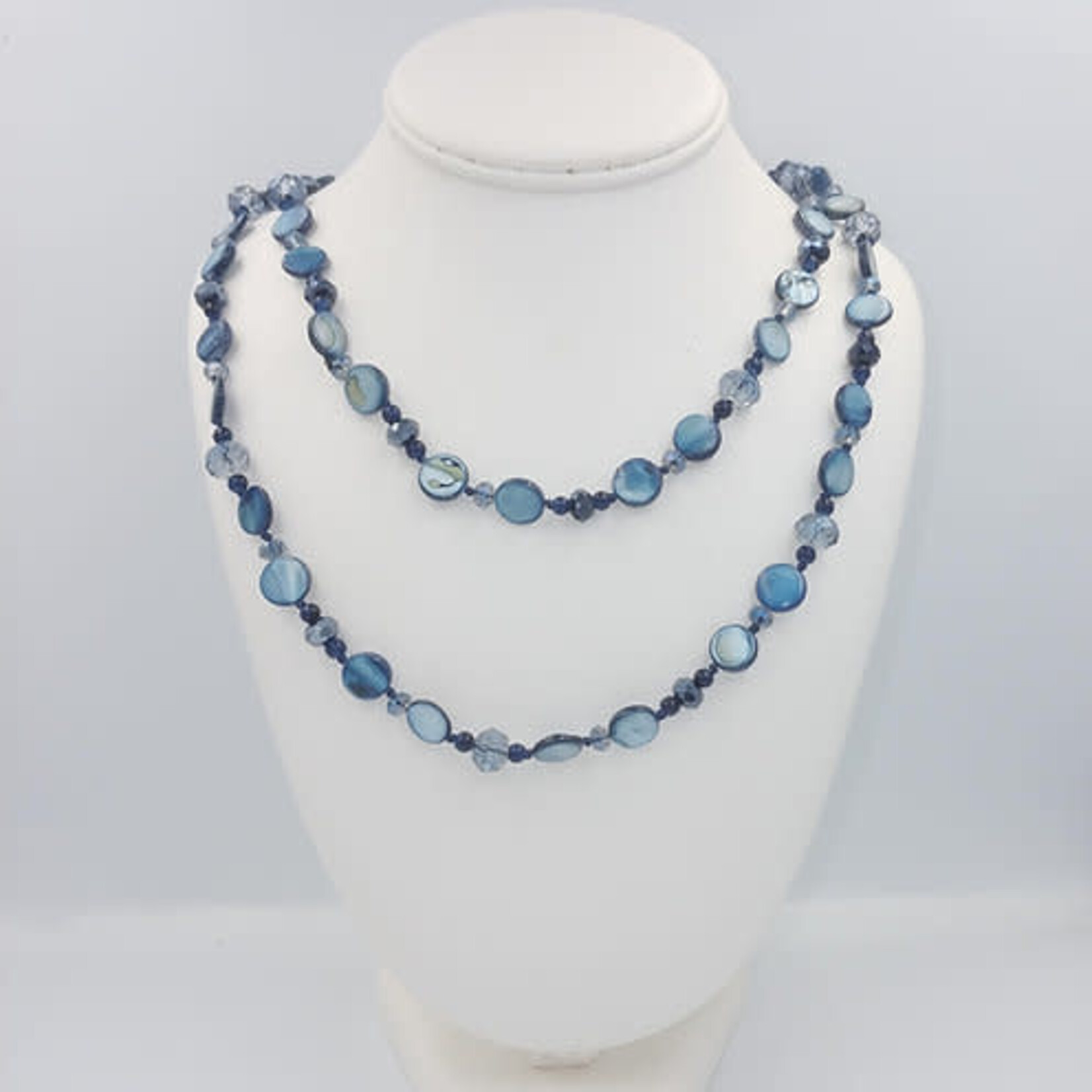 Silk Road Jade Crystal Shell Long Necklace