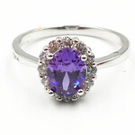 Silk Road Purple White Gold Plated Zircon Flower Ring