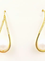 Silk Road Cream Mother of Pearl Large Gold Drop Earrings