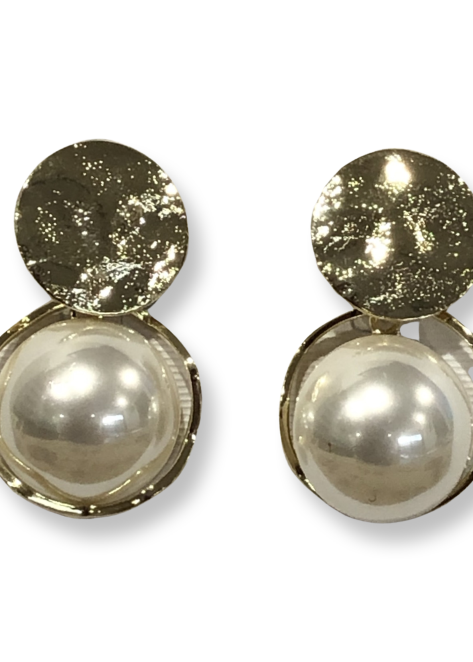 Silk Road Gold w/Cream Pearl Pierced Earrings