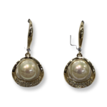 Silk Road Cream Pearl & Gold Round Earrings