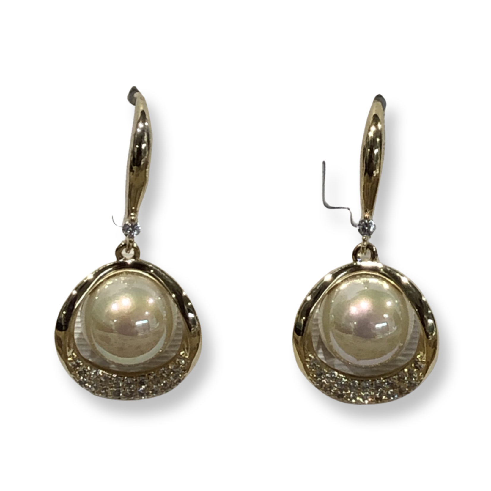 Silk Road Cream Pearl & Gold Round Earrings