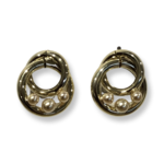 Silk Road Gold Dble Hoop w/Champane Pearl Pierced Earring