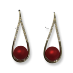 Silk Road Red Mother of Pearl Large Gold Drop Earrings