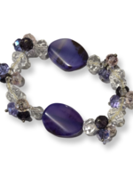 Silk Road Purple Agate & Crystal Elastic Bracelet