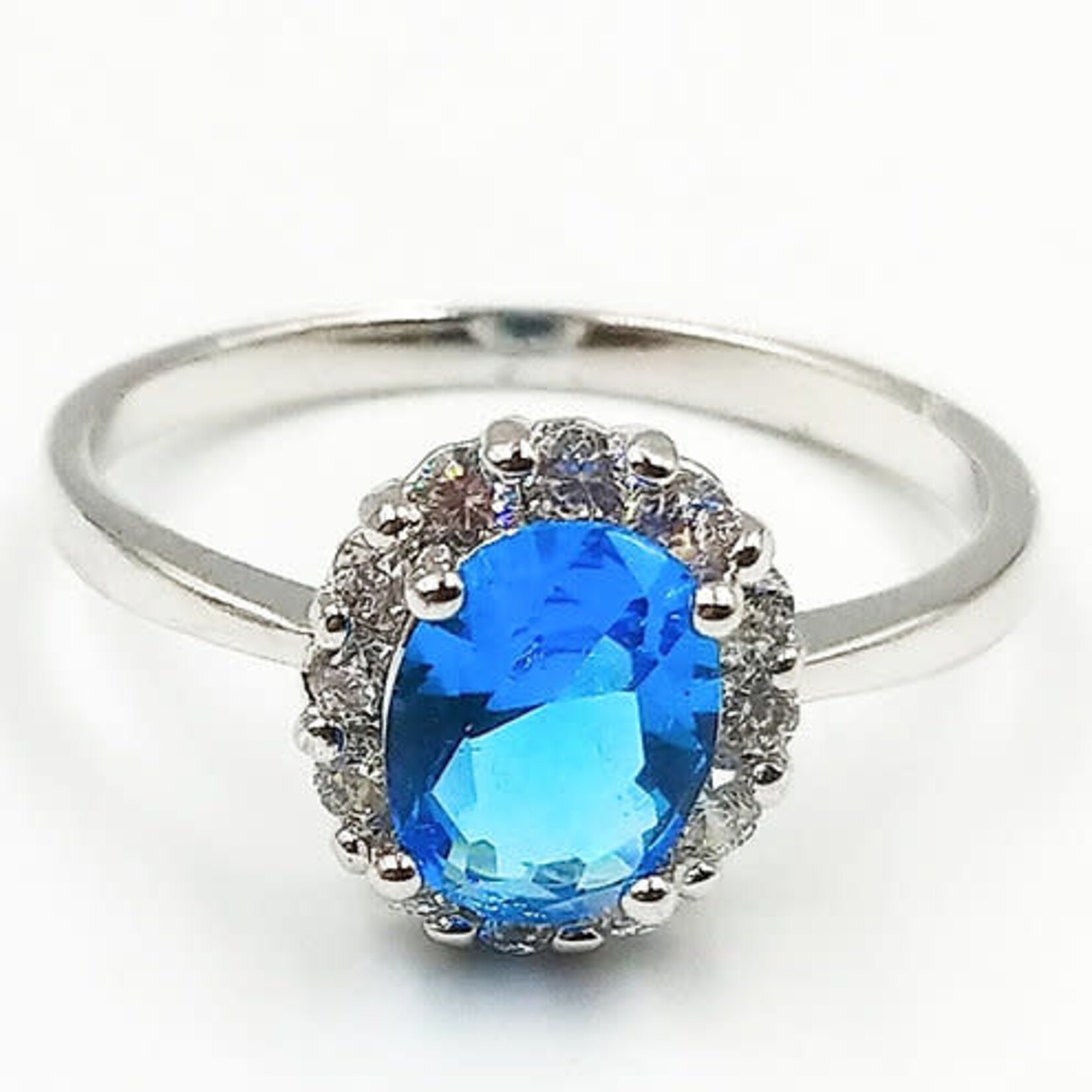 Silk Road Turquoise White Gold Plated Zircon Flower Ring