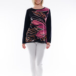 Cafe Latte Black Pink Caramel Flower Jacquard Jumper