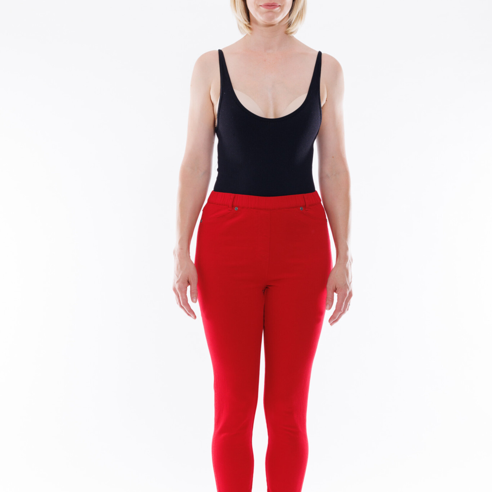 Cafe Latte Red Cotton Fitted Leg Jeggings