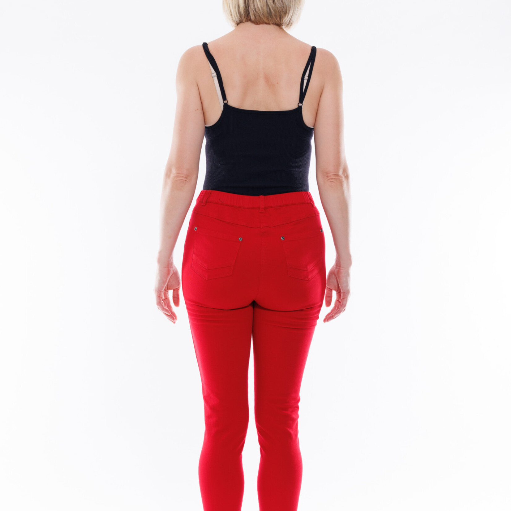 Cafe Latte Red Cotton Fitted Leg Jeggings