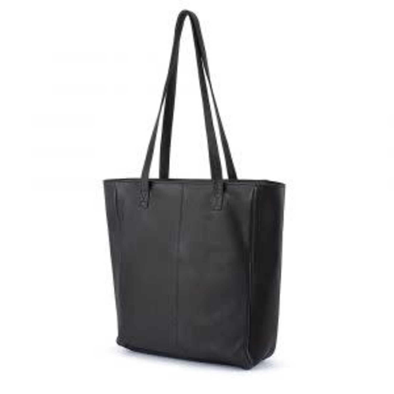 Verona Black Washed Leather Double Strap Handbag