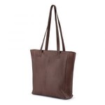 Verona Brown Washed Leather Double Strap Tote Handbag