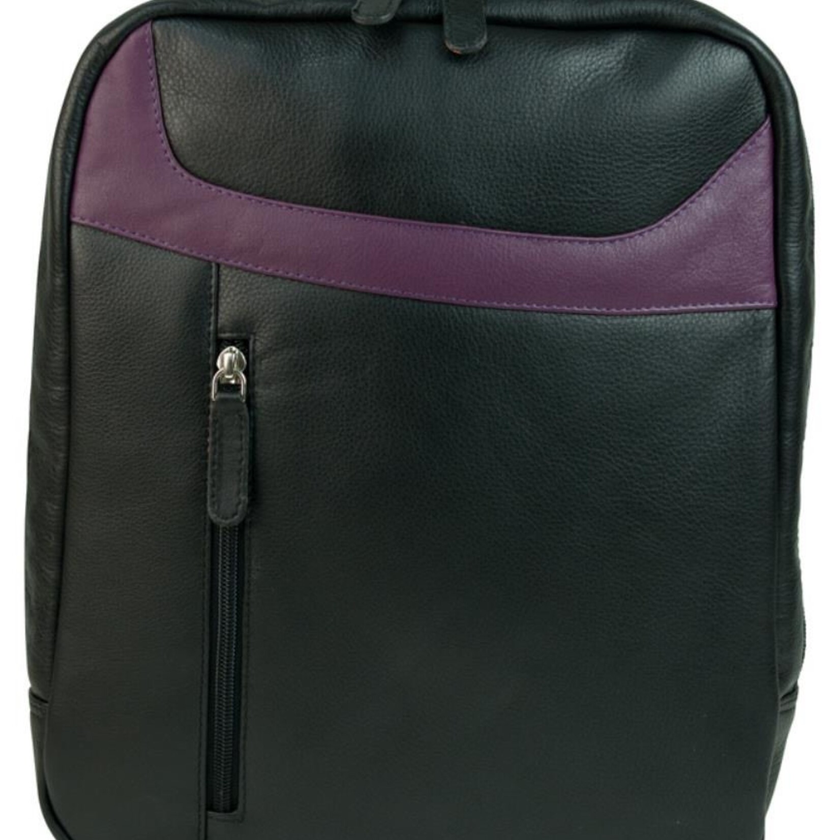 Franco Bonini Black & Purple Medium Leather Backpack