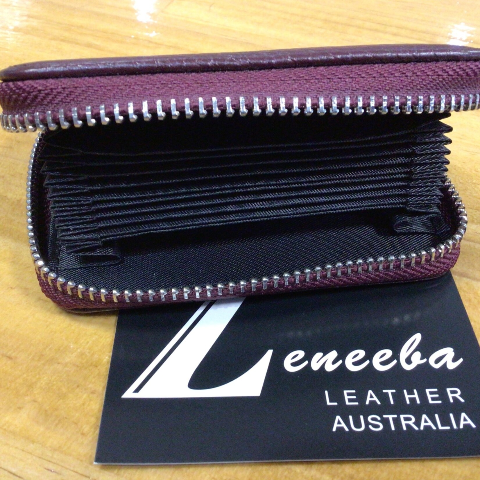 Zeneeba Burgundy Leather Card Holder Wallet