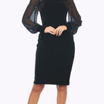 Zaliea Black Velvet w/Long Chiffon Sleeve Dress
