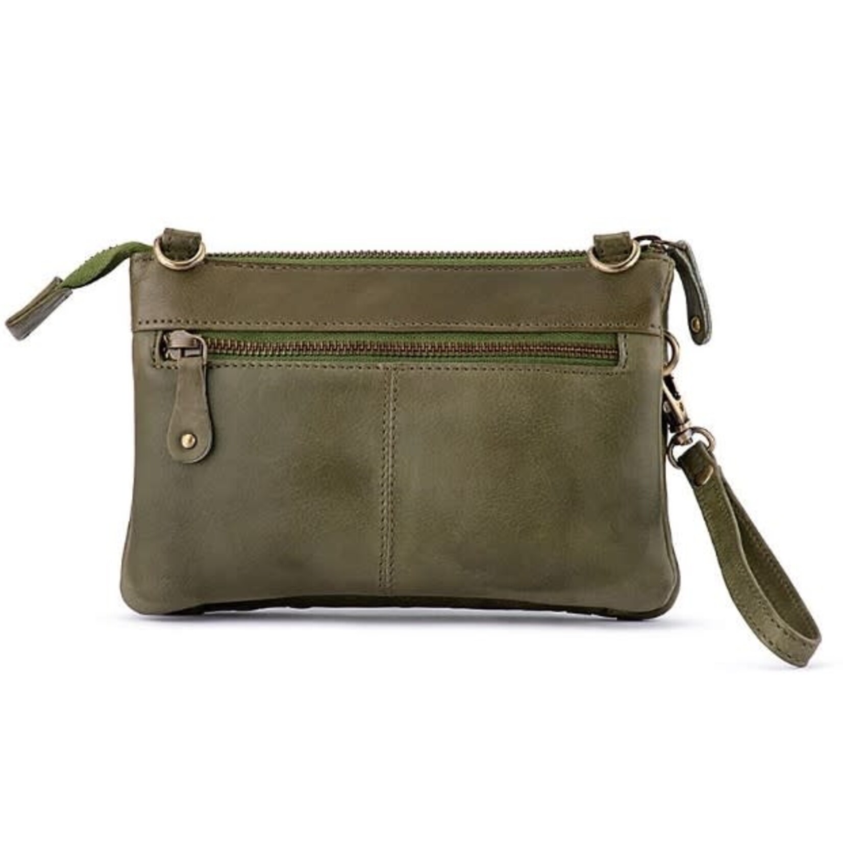 Verona Olive Weave Leather Crossbody/Phone Bag