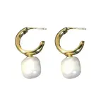 Black Caviar Gold & Pearl Vada Hoop Studded Earrings