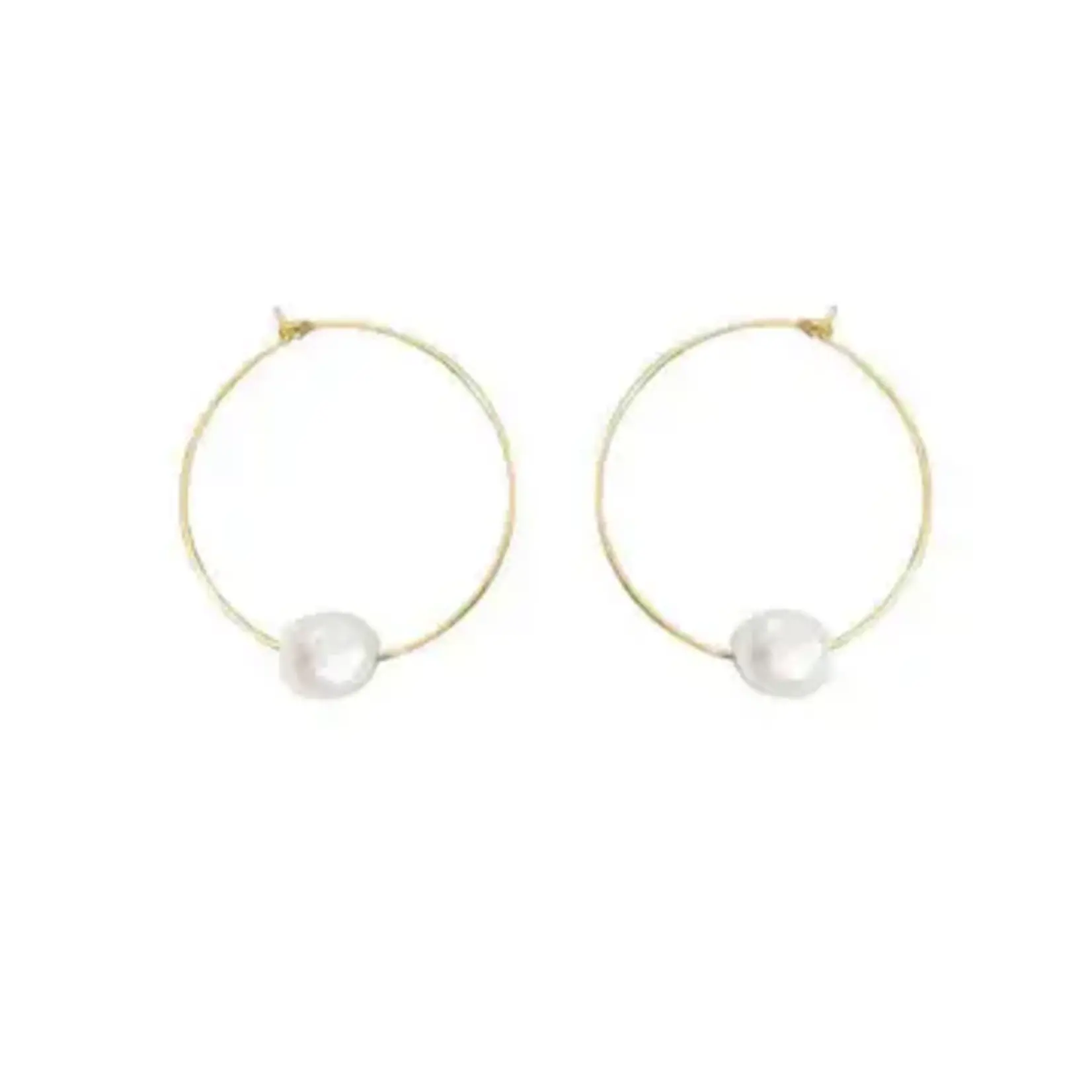 Black Caviar Gold & Pearl Twila Hoop Hook Earrings