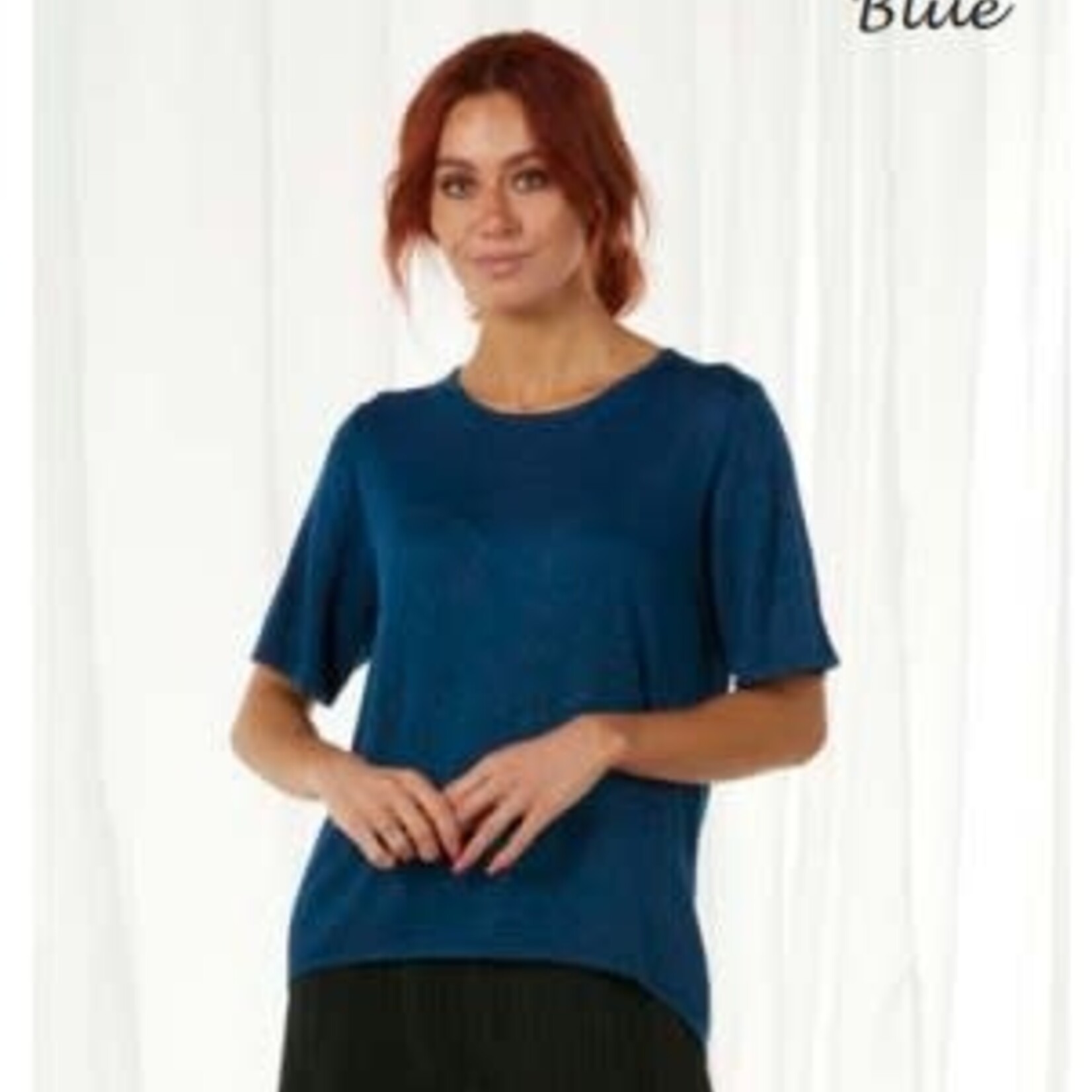 Bella Blue Glitter Short Sleeve Knit Top