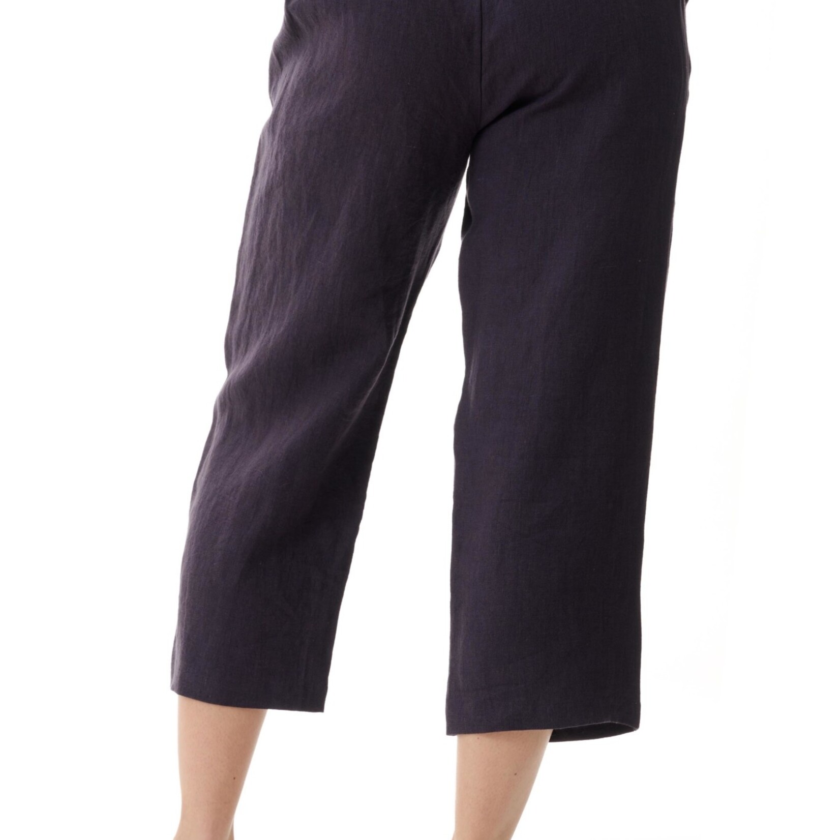 Givoni Black Linen Side Pocket Tie Pants