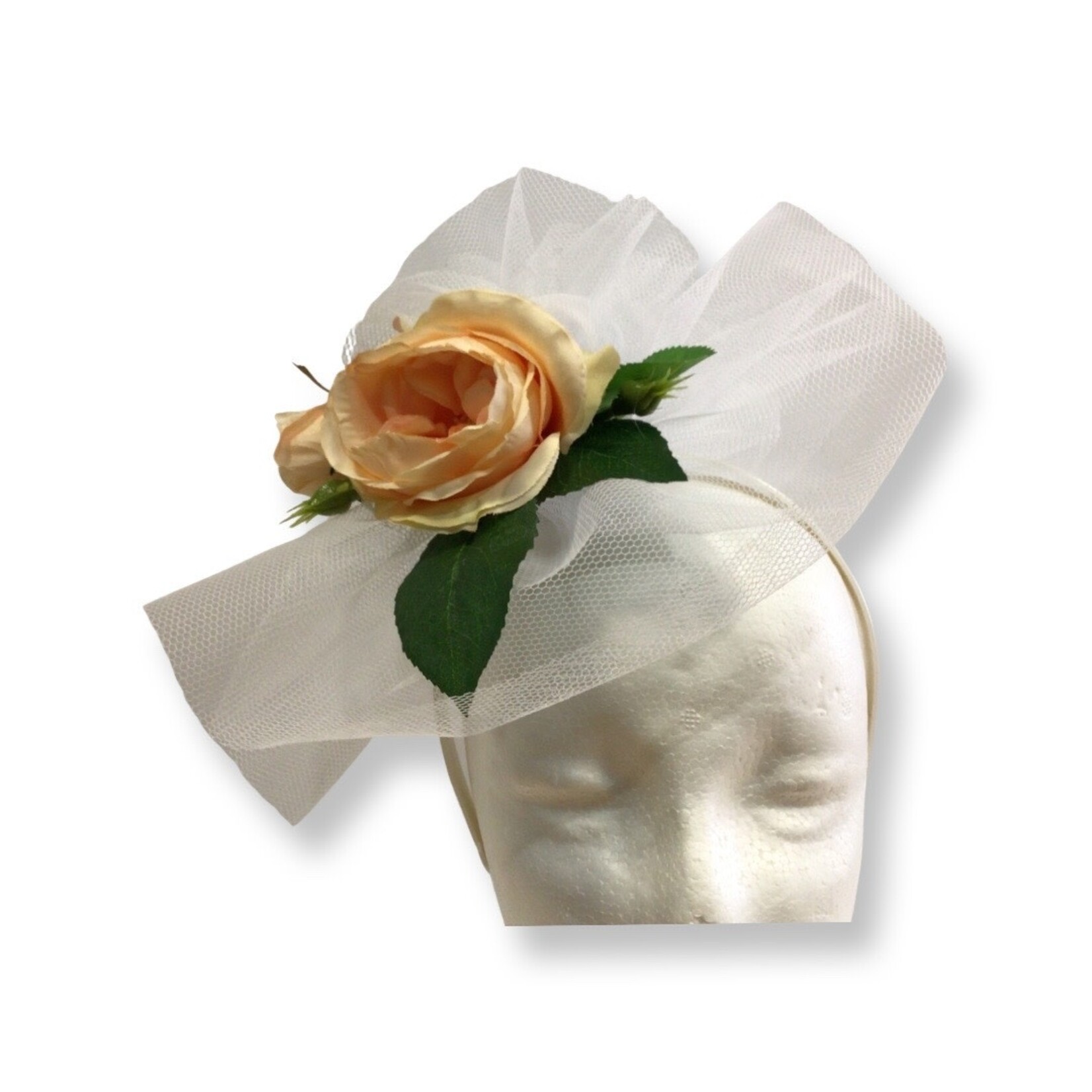 One Plus One Fashion White Tulle Apricot Flower Headband