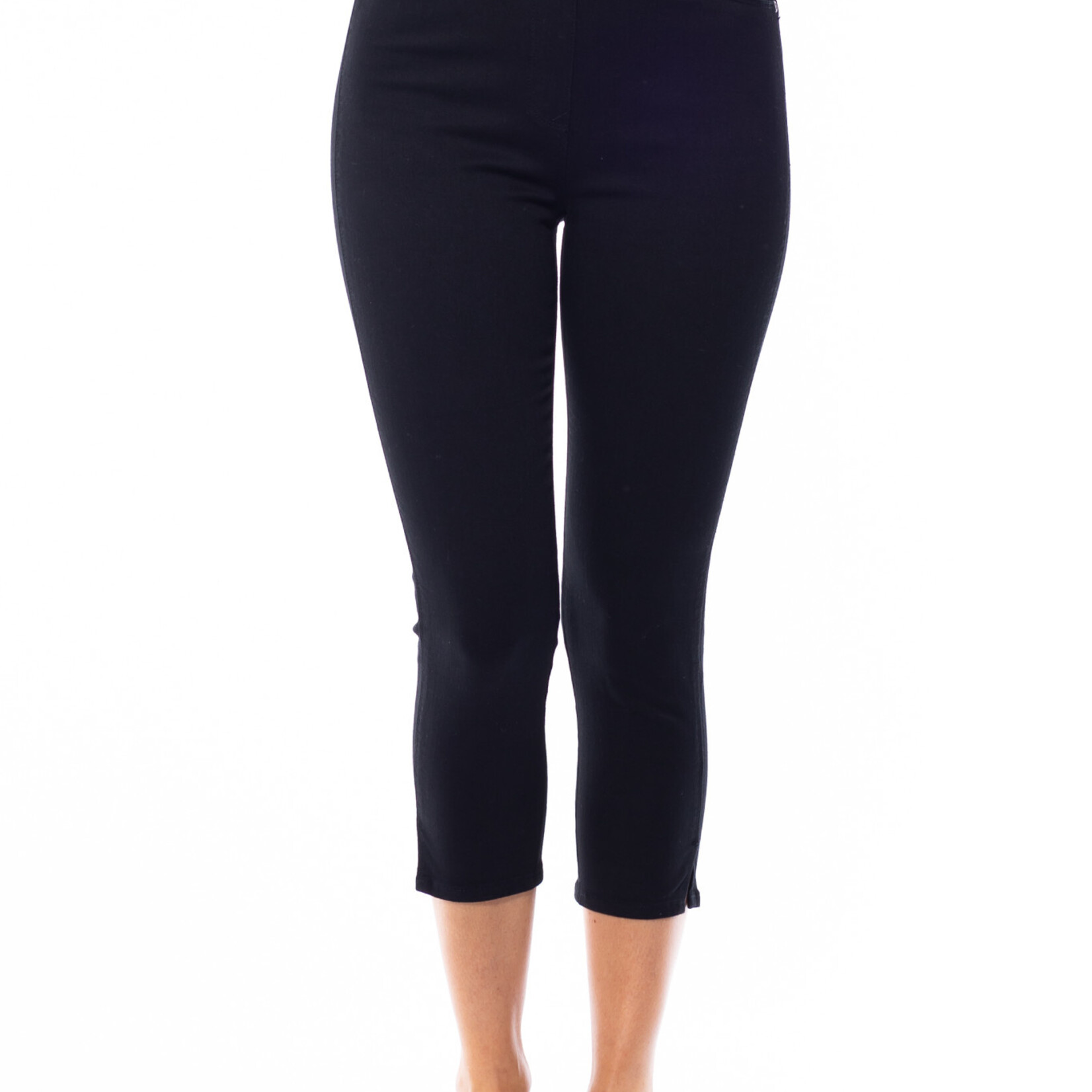 Cafe Latte Black Pull on Cotton Capri Length Jeggings